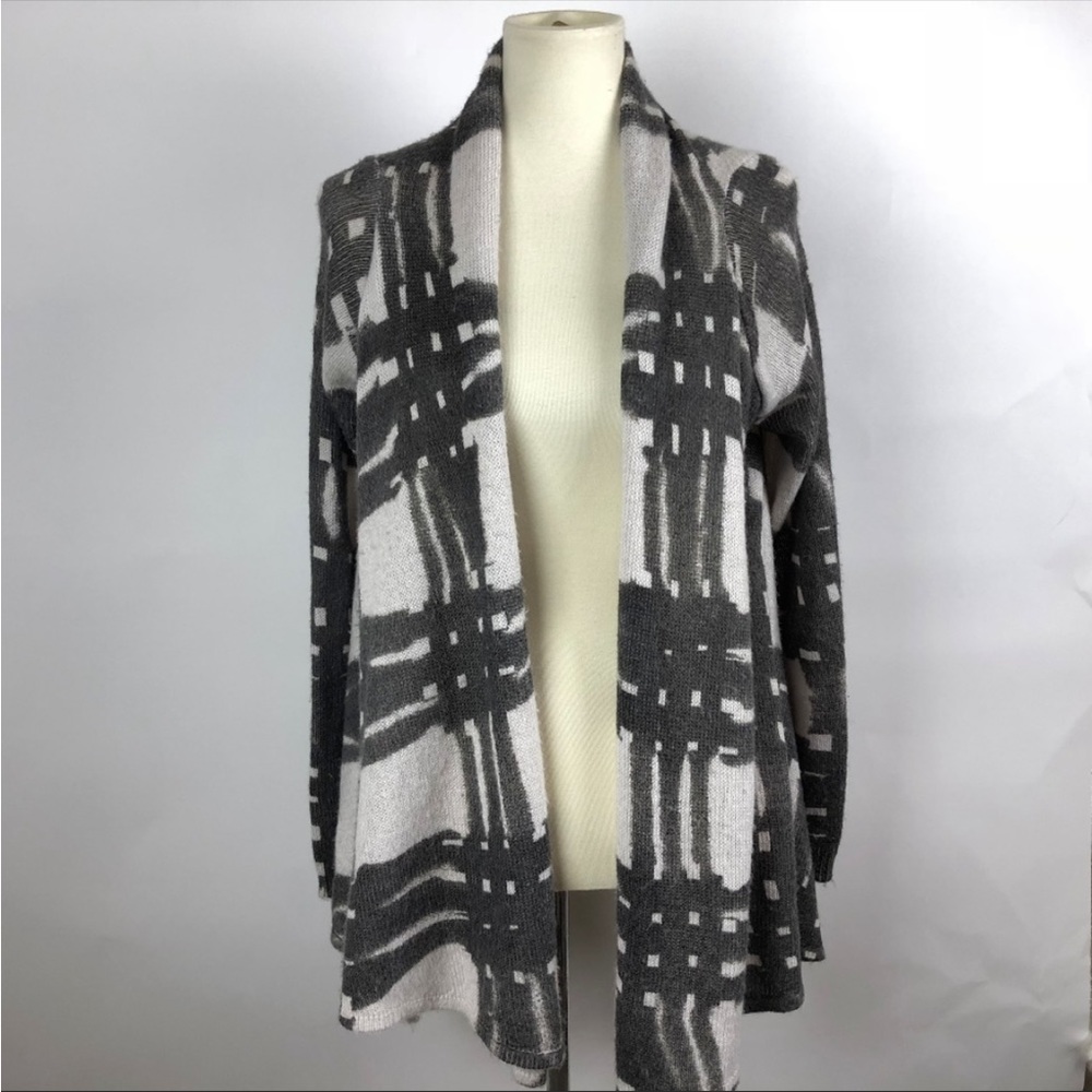 Gap Open Front Gray & Cream Waterfall Relaxed Fit Cardigan, Size M Cozy Soft
